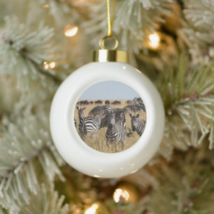 Grant's Zebra Ceramic Ball Christmas Ornament