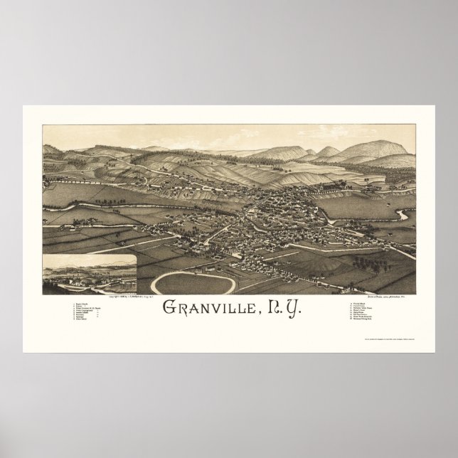 Granville, NY Panoramic Map - 1886 Poster (Front)