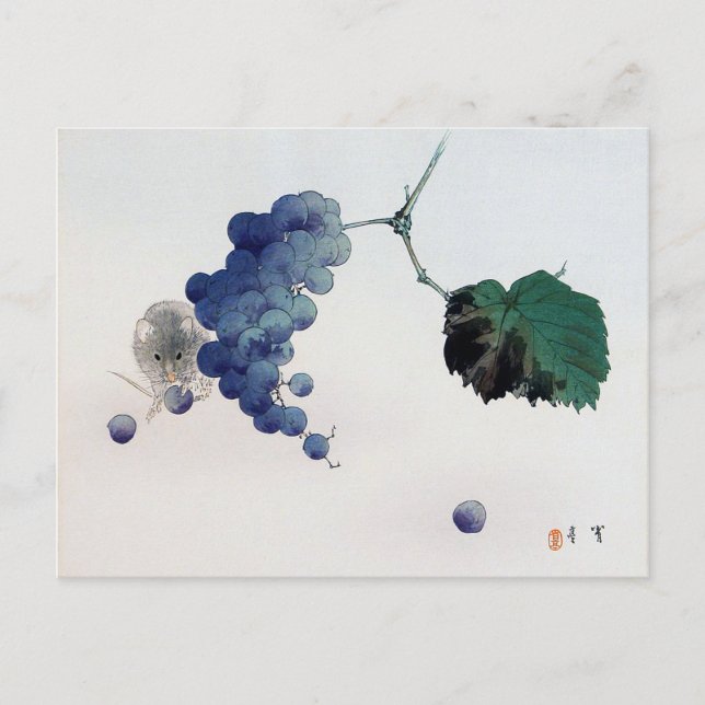 Grape and Mouse, Watanabe Seitei Postcard (Front)