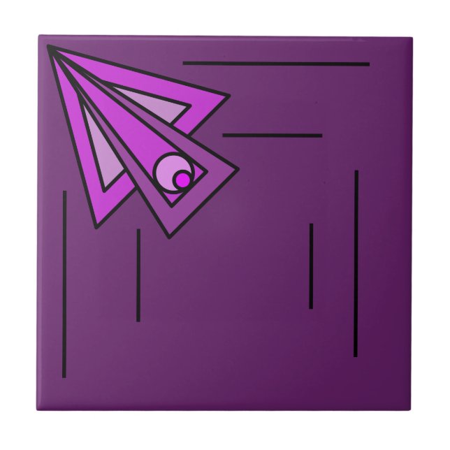 Grape Art Deco Burst Ceramic Tile (Front)
