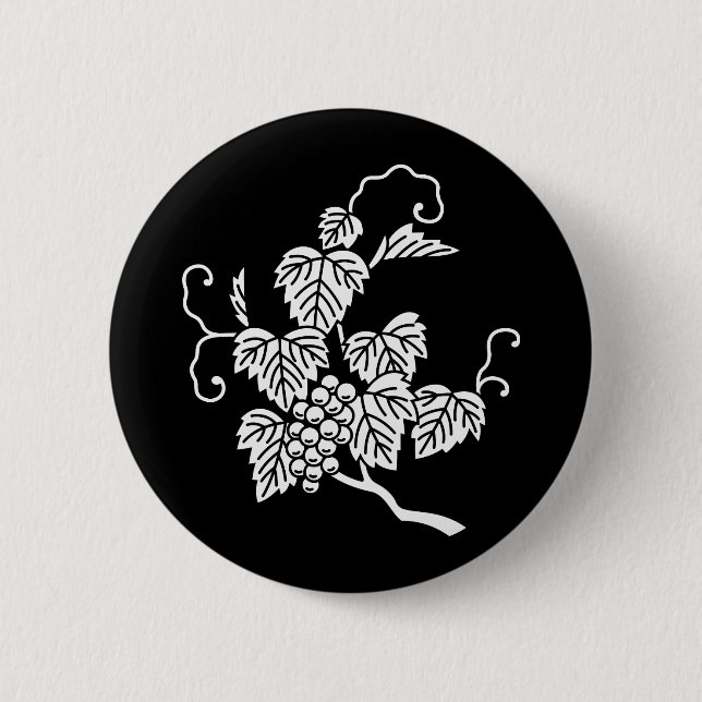 Grape branch 6 cm round badge (Front)