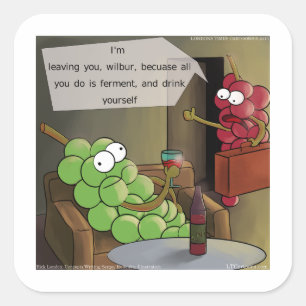 Grape Break-Up Funny Food, Wine & Marriage Comic Square Sticker