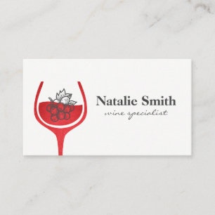 Grape Bunch Red Wine Glass Business Card