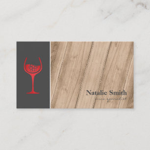 Grape Bunch Red Wine Glass Wood Business Card