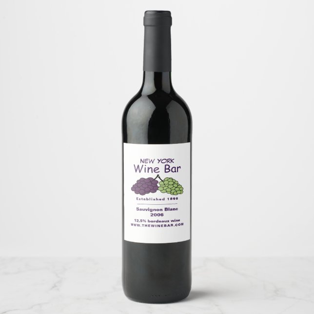Grape Bunch, Wine Bar/Winery Label (Front)