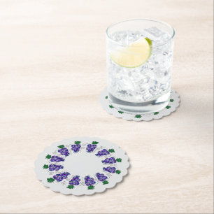 Grape Design Hand Drawn Paper Coaster