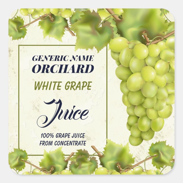 Grape Fruit Jam Jar Canning Square Sticker (Front)