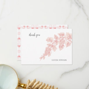 Grape Fruits Plant Champagne Retro Thank You Card