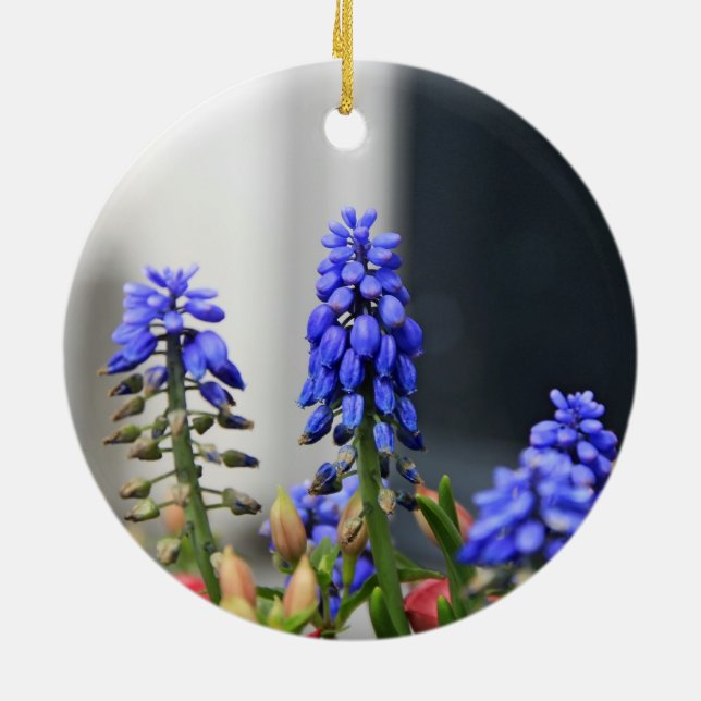 grape hyacinth ceramic tree decoration (Back)