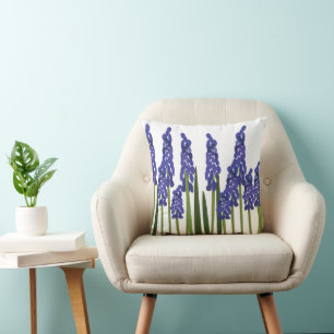 Grape Hyacinth Purple Blue Flower Floral Cushion