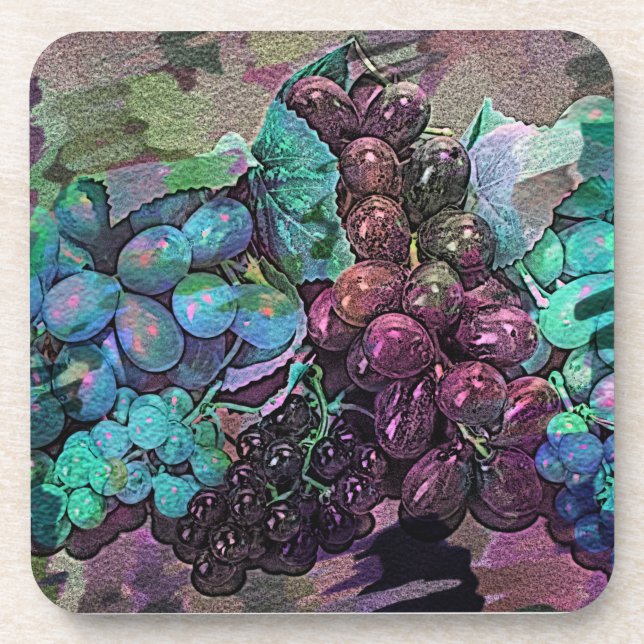 Grape Impressions Digital Art Hard Plastic Coaster (Front)