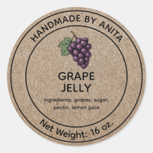 Grape Jelly Jar Label Kraft Paper Style