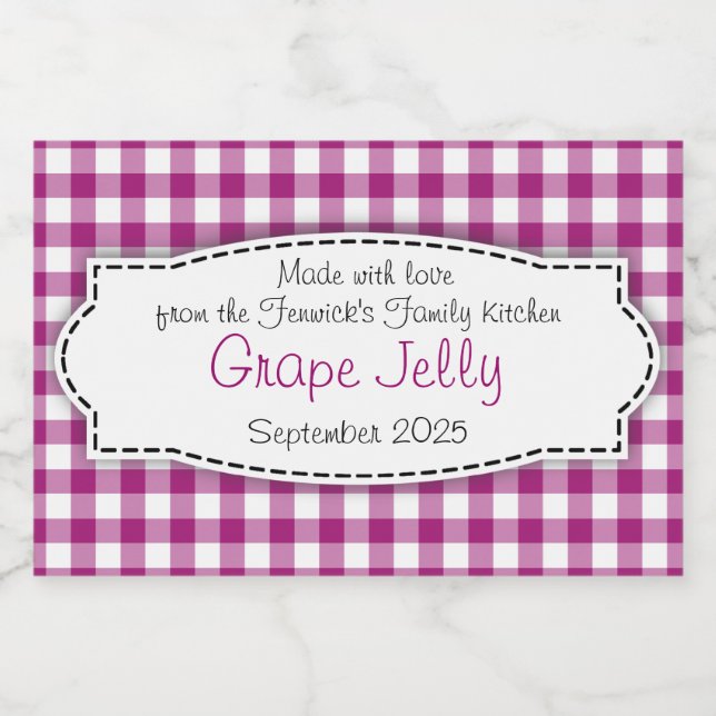 Grape Jelly purple white checked label (Single Label)