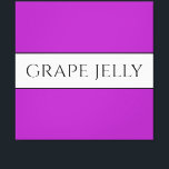 GRAPE JELLY Text Fun Bright Purple White Stripes Canvas Print<br><div class="desc">This fun kitchen table design features GRAPE JELLY text inside a wide white horizontal centre stripe against a bright purple background.  The text can be personalised.</div>