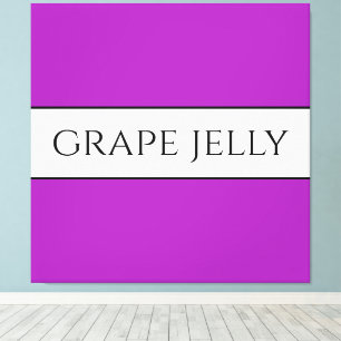 GRAPE JELLY Text Fun Bright Purple White Stripes Canvas Print