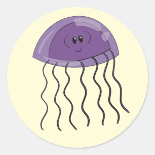 Grape jellyfish classic round sticker