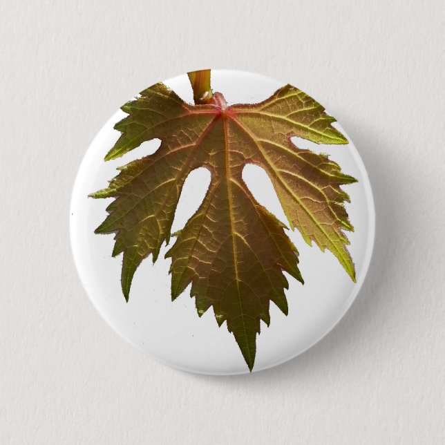 Grape leaf 6 cm round badge (Front)
