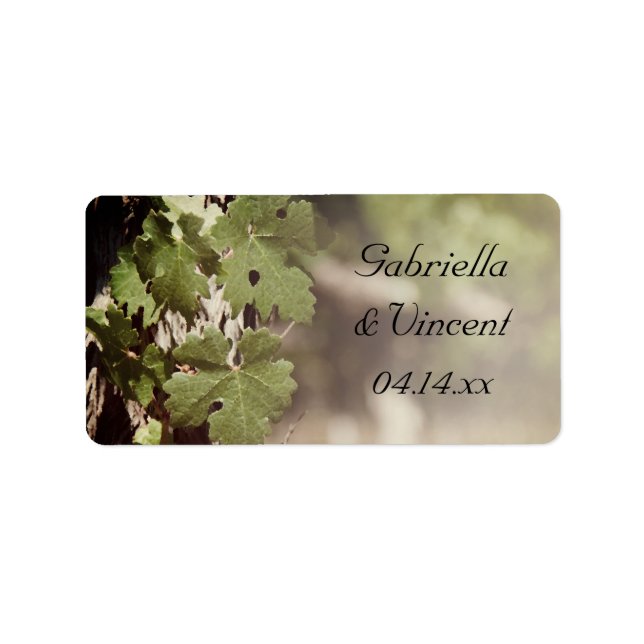 Grape Leaves Vineyard Wedding Favour Tags (Front)