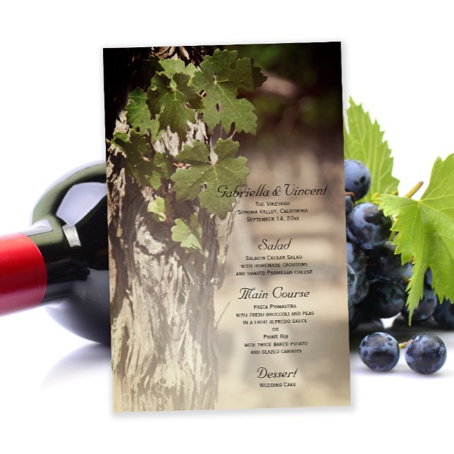 Grape Leaves Vineyard Wedding Menu (Creator Uploaded)