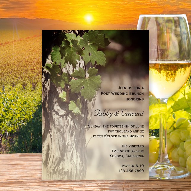 Grape Leaves Vineyard Winery Post Wedding Brunch Invitation (Creator Uploaded)