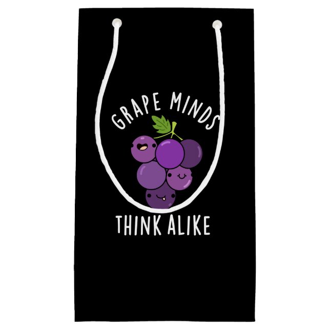 Grape Minds Think Alike Funny Fruit Pun Dark BG Small Gift Bag (Front)