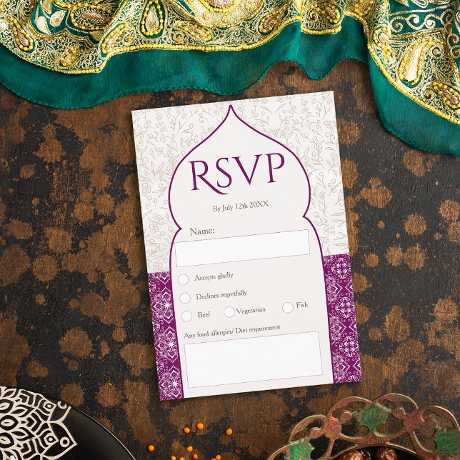 Grape Moroccan floral rsvp wedding Invitation (Creator Uploaded)
