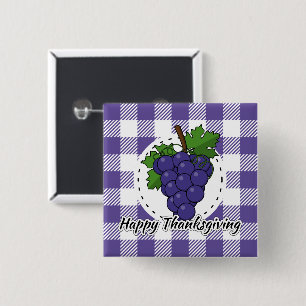 Grape on Violet Plaid - Happy Thanksgiving 15 Cm Square Badge