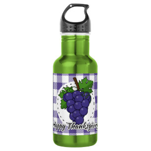 Grape on Violet Plaid - Happy Thanksgiving 532 Ml Water Bottle