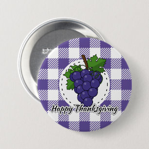 Grape on Violet Plaid - Happy Thanksgiving 7.5 Cm Round Badge
