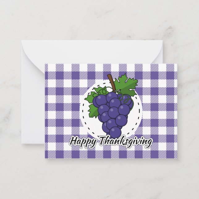 Grape on Violet Plaid - Happy Thanksgiving Card (Front)