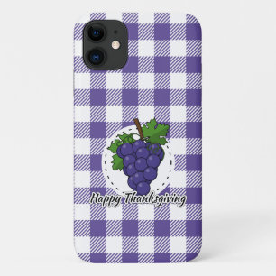 Grape on Violet Plaid - Happy Thanksgiving Case-Mate iPhone Case