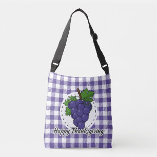 Grape on Violet Plaid - Happy Thanksgiving Crossbody Bag