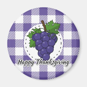 Grape on Violet Plaid - Happy Thanksgiving Magnet