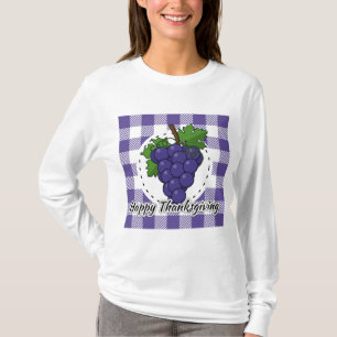 Grape on Violet Plaid - Happy Thanksgiving T-Shirt
