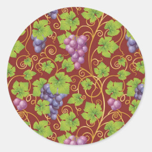 Grape Pattern Classic Round Sticker
