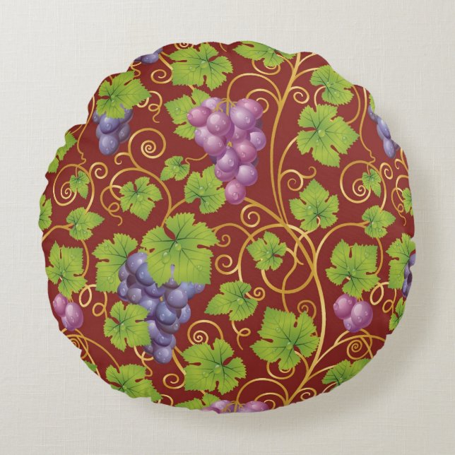 Grape Pattern Round Cushion (Front)