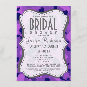 Grape Purple Camo; Camouflage Invitation