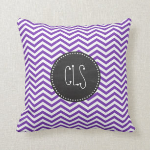 Grape Purple Chevron Stripes; Chalkboard look Cushion