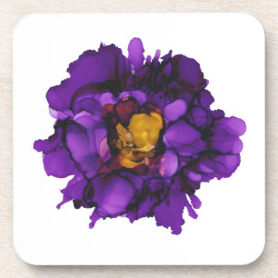 Grape/purple peony hand painted coaster