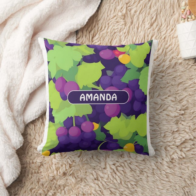 Grape Retro Colourful Personalised Pattern Cushion (Blanket)