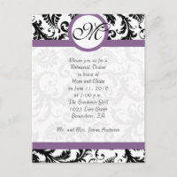 Grape Trim Black Damask Swirls Rehearsal Dinner