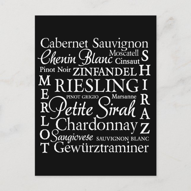 Grape Varietals Wine Postcard (Front)