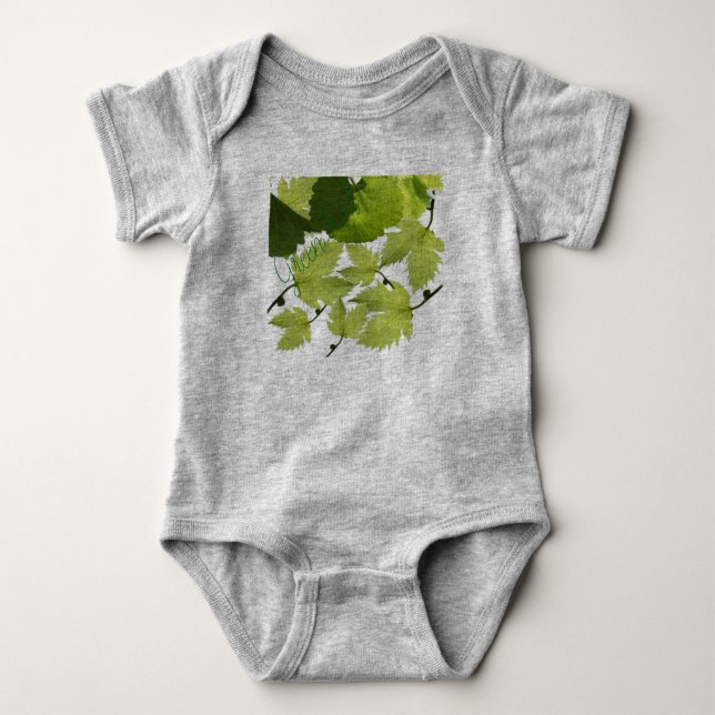 Grape Vine Green Leaves Baby Bodysuit (Front)