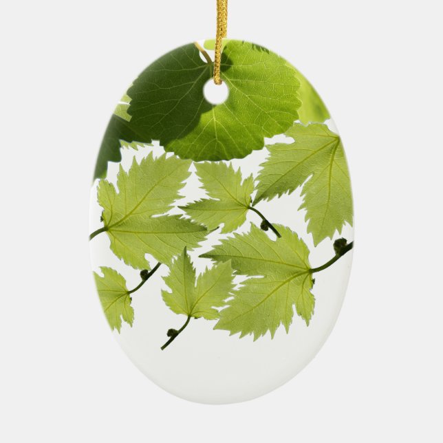 Grape Vine Green Leaves Ceramic Tree Decoration (Front)
