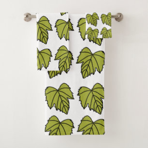 Grape Vine Green Leaves Grape Vine Bath Towel Set