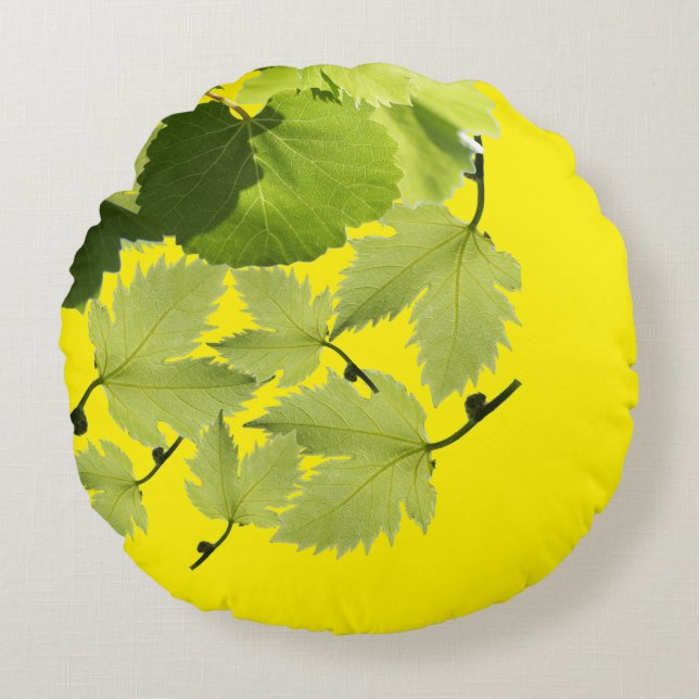 Grape Vine Green Leaves Round Cushion (Front)