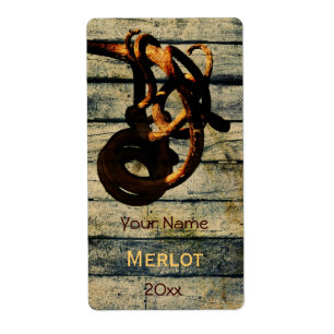 Grape vine tendril wine bottle label