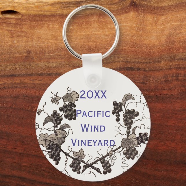 Grape Vine with Year Vineyard Event Swag Key Ring (Front)