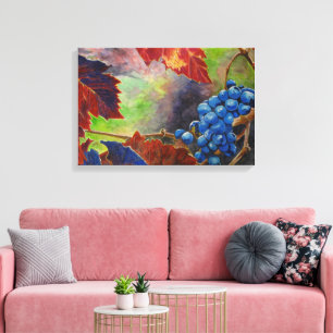 Grape Vines Fall Leaves Vineyard Watercolor  Canvas Print