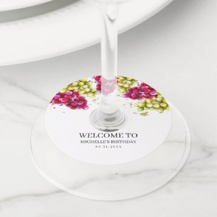 Grape Wine Tasting Wine Glass Tag